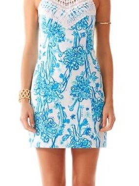 Lilly Pulitzer Sleeveless Pearl Crochet Neck Shift Dress